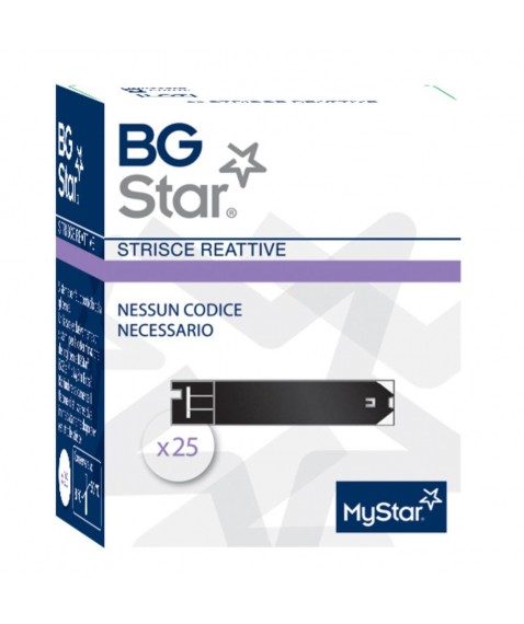 BG*Star Strisce Reattive per la Misurazione della Glicemia 25 Pezzi 