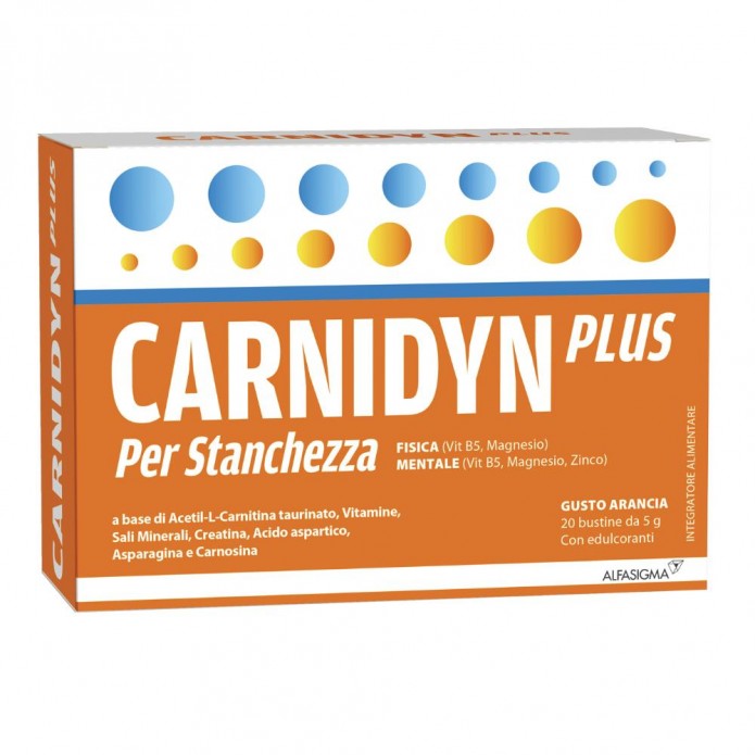 Carnidyn Plus 20 Bustine da 5 gr - Integratore alimentare per combattere la stanchezza fisica e mentale