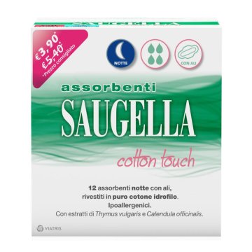 Saugella Cotton Touch 12 Assorbenti Notte Con Ali