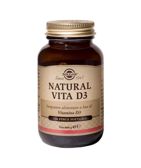 Solgar Natural Vita D3 100 Perle Softgels - Integratore alimentare a base di vitamina D3