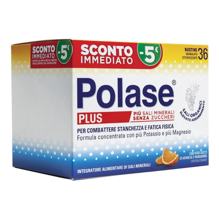 Polase Plus 36 Bustine Effervescenti Gusto Arancio E Mandarino - Integratore alimentare per combattere stanchezza e fatica fisica