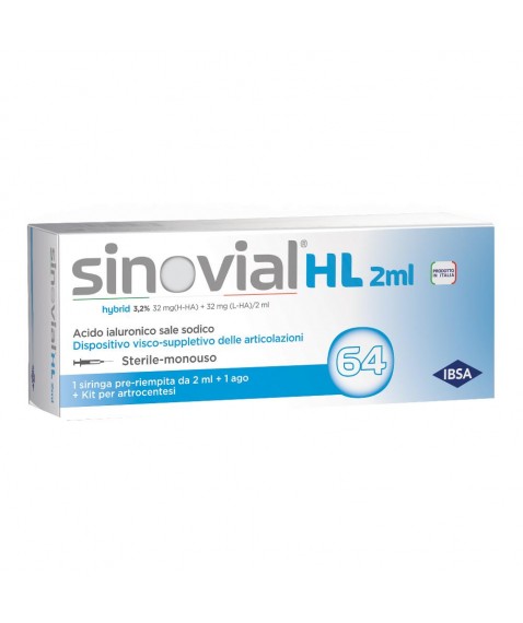 Sinovial HL 2 ml Siringa Pre-riempita 3,2% 32 mg (H-HA) + 32 mg (L-HA)/ 2 ml 