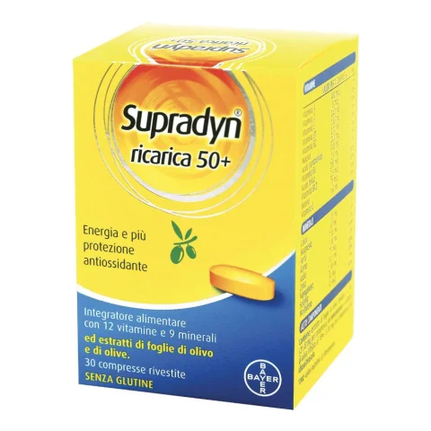 Supradyn Ricarica 50+ 30 Compresse Rivestite - Integratore vitamine e minerali per il benessere e la vitalità degli over 50 Supradyn Ricarica 50+ 30 Compresse Rivestite - Integratore vitamine e minerali per il benessere e la vitalità degli over 50