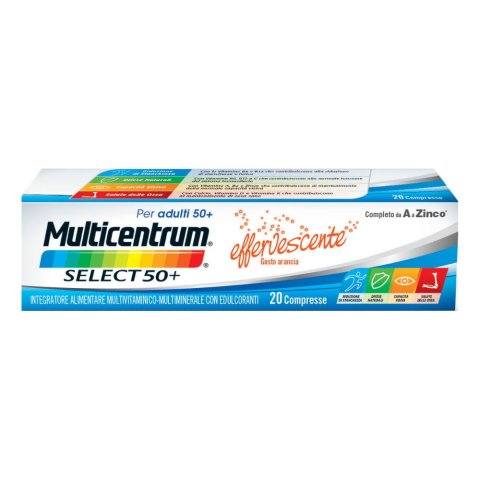 Multicentrum Select 50+ 20 Compresse Effervescenti Gusto Arancia - Integratore Multivitaminico Multicentrum Select 50+ 20 Compresse Effervescenti Gusto Arancia - Integratore Multivitaminico