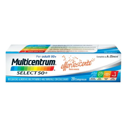 Multicentrum Select 50+ 20 Compresse Effervescenti Gusto Arancia - Integratore Multivitaminico