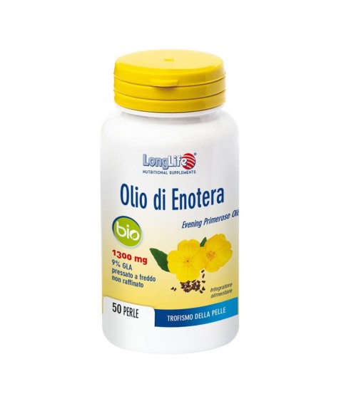 Longlife Olio Enotera 50 perle 1300 mg Integratore per pelle, articolazioni e disturbi del ciclo mestruale