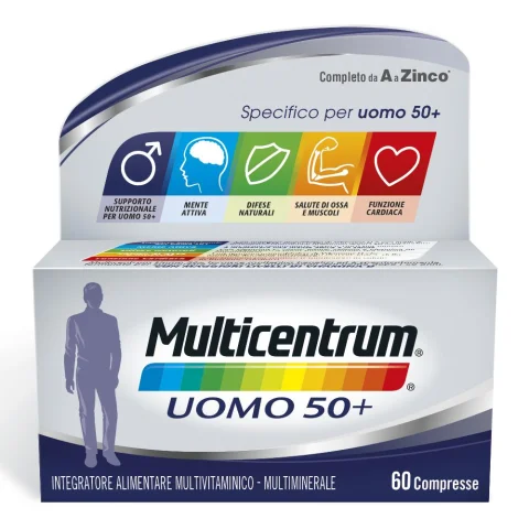 Multicentrum Uomo 50+ 60 compresse Integratore vitamine e sali minerali