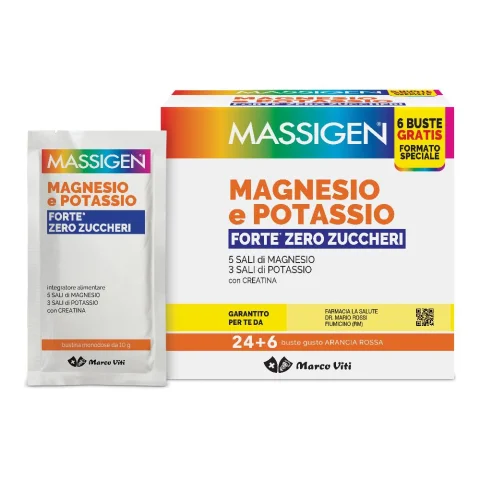 MASSIGEN MAGNESIO E POTASSIO FORTE ZERO ZUCCHERI 24 + 6 BUSTINE MASSIGEN MAGNESIO E POTASSIO FORTE ZERO ZUCCHERI 24 + 6 BUSTINE