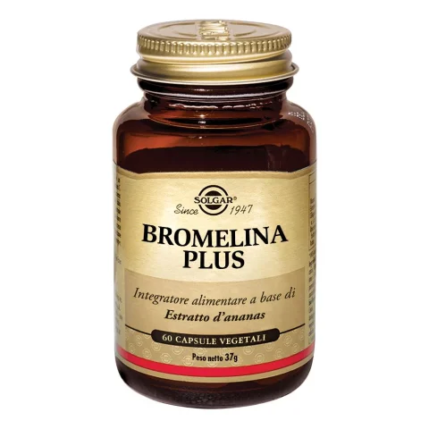 Solgar Bromelina Plus 60 Capsule Vegetali - Integratore alimentare a base di estratto di Ananas drenante