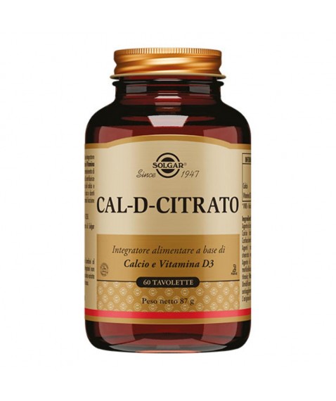 Solgar Cal-D-Citrato 60 Tavolette - Integratore alimentare a base di calcio citrato e vitamina D 