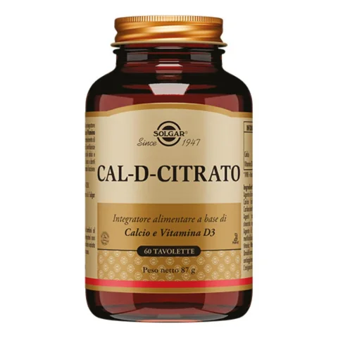 Solgar Cal-D-Citrato 60 Tavolette - Integratore alimentare a base di calcio citrato e vitamina D