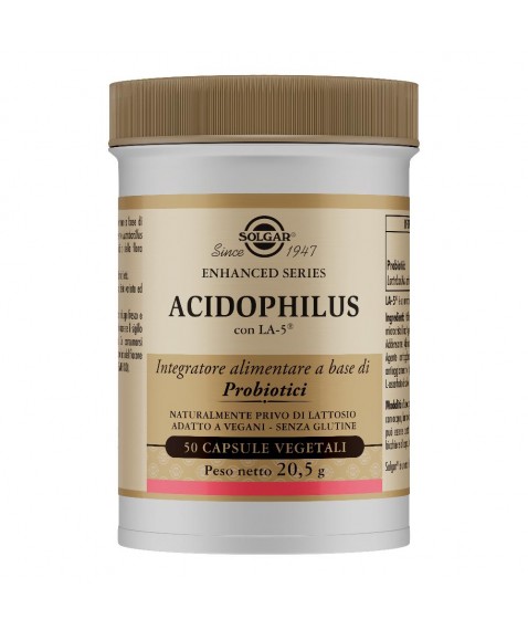 Solgar Acidophilus 50 Capsule Vegetali - Integratore alimentare a base di probiotici LA-5