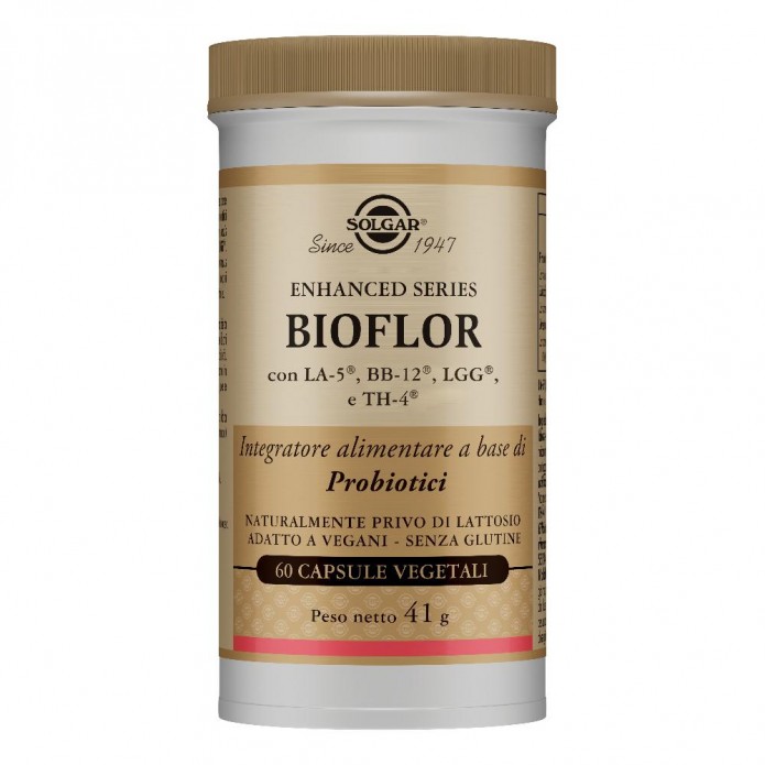 Solgar Bioflor 60 Capsule Vegetali - Integratore alimentare a base di probiotici  LA-5 BB-12 LGG e TH-4