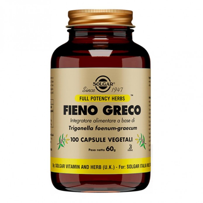 Solgar Fieno Greco 100 Capsule Vegetali - Integratore alimentare che supporta il metabolismo di carboidrati trigliceridi e colesterolo