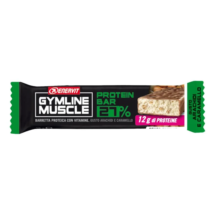 Gymline Muscle Protein Bar 27% Barretta Proteica gusto Arachidi E Caramello 45 gr 1 pezzo