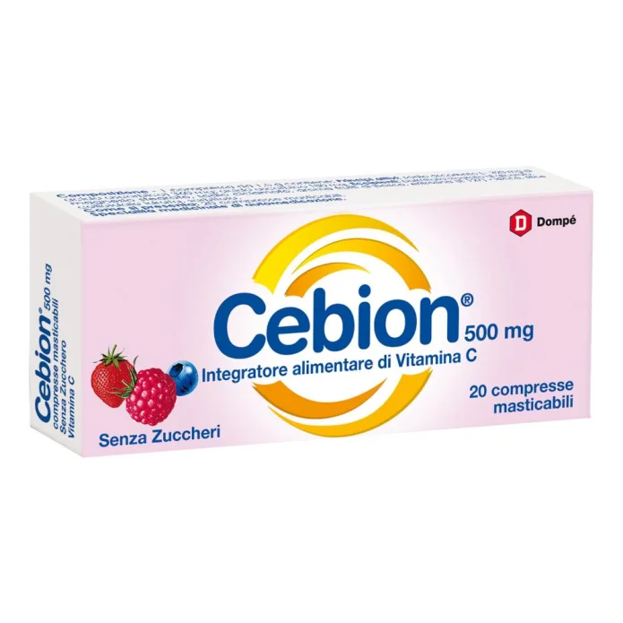 Cebion Vitamina C Masticabile 500mg Frutti di Bosco Senza Zuccheri 20 Compresse