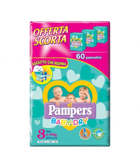 PAMPERS BABY DRY T DWCT MID60P