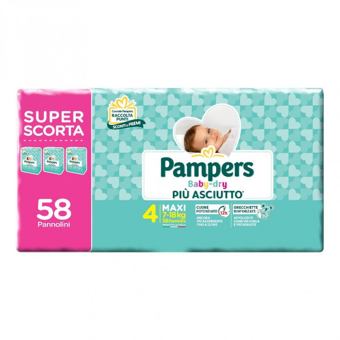 PAMPERS BABY DRY T DWCT MAX58P