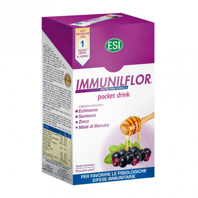 Esi Immunilflor 16 Pocket Drink Amarena - Integratore Sistema Immunitario
