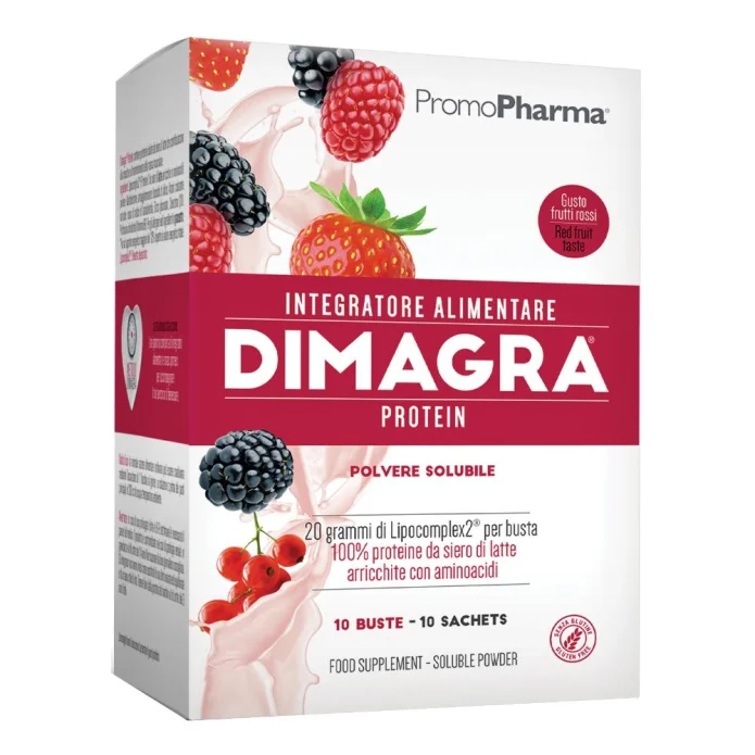 Dimagra Protein Integratore Alimentare Frutti Rossi 10 Bustine