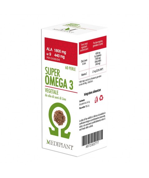 Super Omega 3 Vegetale 60 Perle - Integratore alimentare a base di Olio di semi di Lino