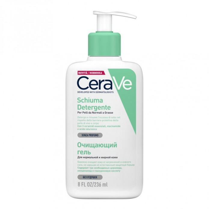 CeraVe Schiuma Detergente Viso e Corpo 236ml - Per pelli da normali a grasse