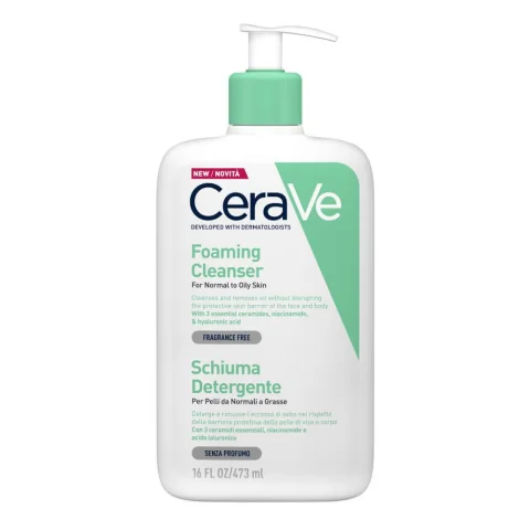 CeraVe Schiuma Detergente Viso e Corpo 473 ml - Per pelli da normali a grasse