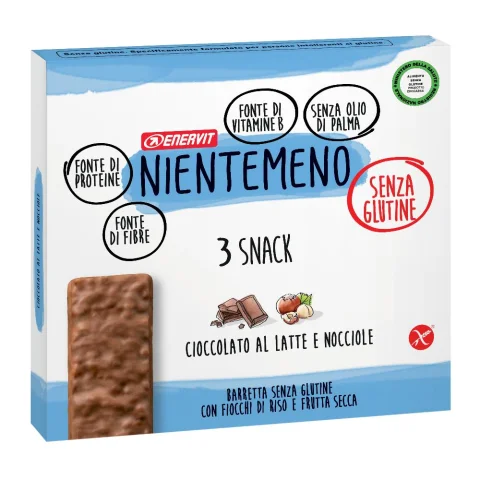 NIENTEMENO Barrette Cioccolato al Latte e Nocciole 3X33 Gr
