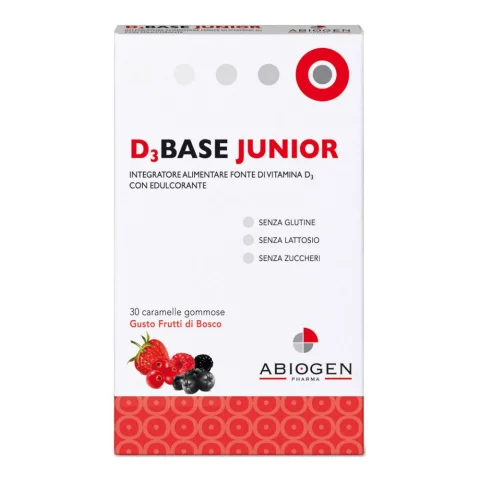 Abiogen D3base Junior Integratore Alimentare 30 Caramelle Frutti Di Bosco Abiogen D3base Junior Integratore Alimentare 30 Caramelle Frutti Di Bosco