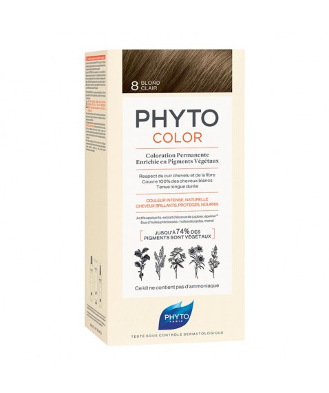 Phytocolor 8 Colore Biondo Chiaro Colorazione Permanente per Capelli 1 Kit - Non contiene ammoniaca e siliconi