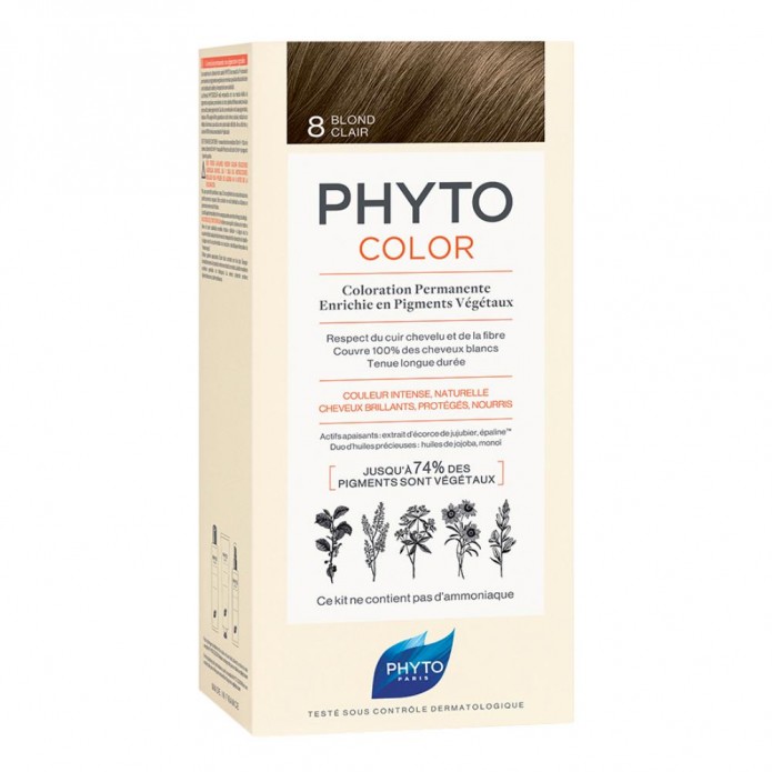 Phytocolor 8 Colore Biondo Chiaro Colorazione Permanente per Capelli 1 Kit - Non contiene ammoniaca e siliconi