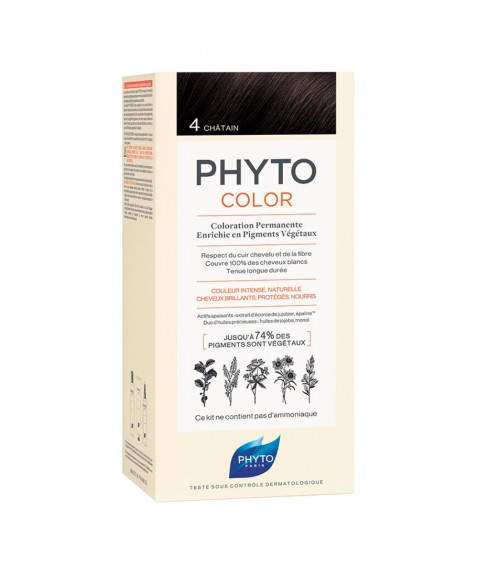 Phytocolor 4 Colore Castano Colorazione Permanente per Capelli 1 Kit - Non contiene ammoniaca e siliconi