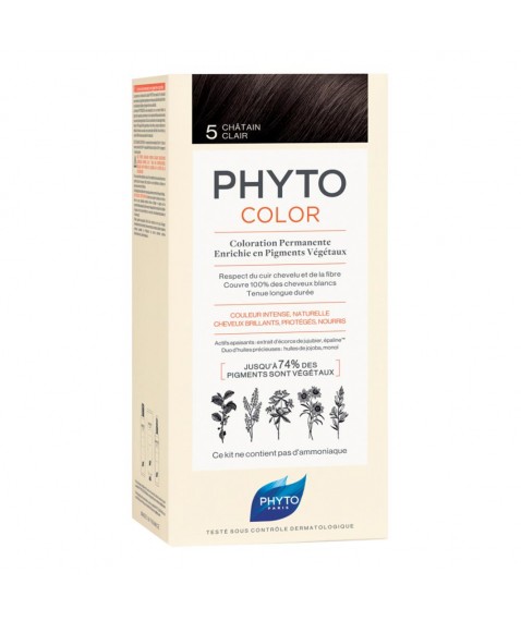 Phytocolor 5 Colore Castano Chiaro Colorazione Permanente per Capelli 1 Kit - Non contiene ammoniaca e siliconi