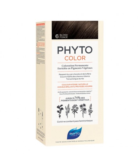 Phytocolor 6 Colore Biondo Scuro Colorazione Permanente per Capelli 1 Kit - Non contiene ammoniaca e siliconi