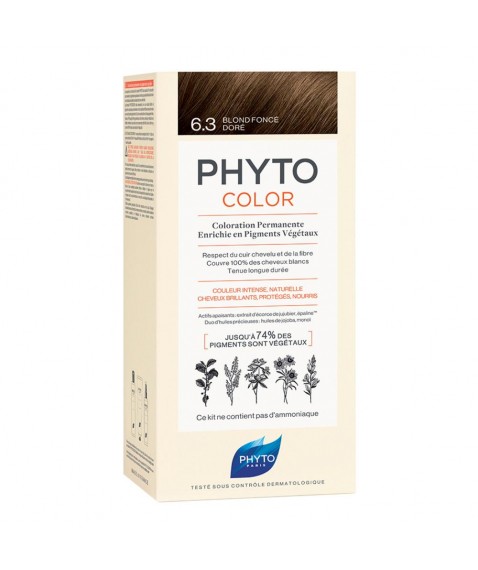 Phytocolor 6.3 Colore Biondo Scuro Dorato Colorazione Permanente per Capelli 1 Kit - Non contiene ammoniaca e siliconi