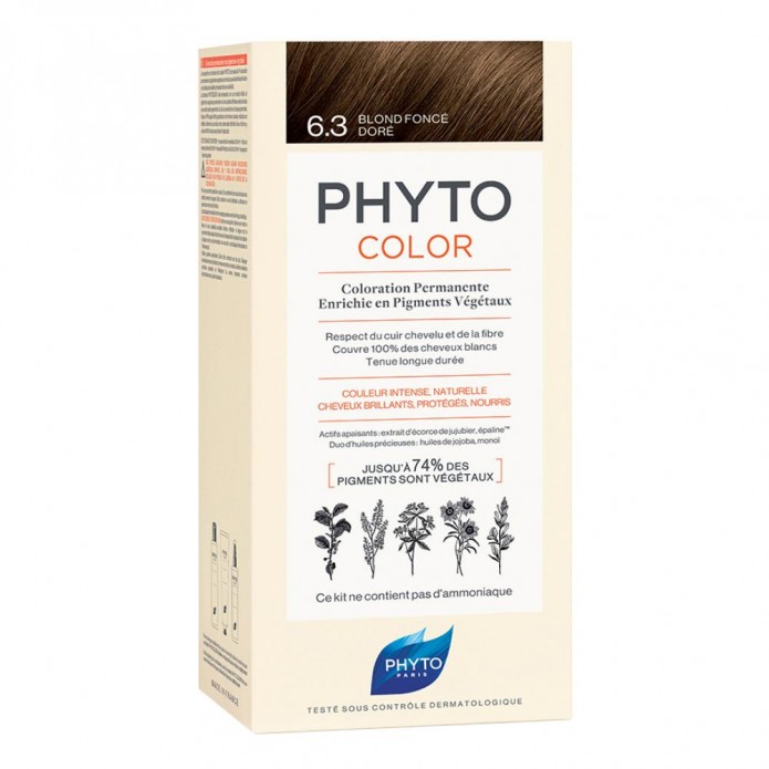 Phytocolor 6.3 Colore Biondo Scuro Dorato Colorazione Permanente per Capelli 1 Kit - Non contiene ammoniaca e siliconi
