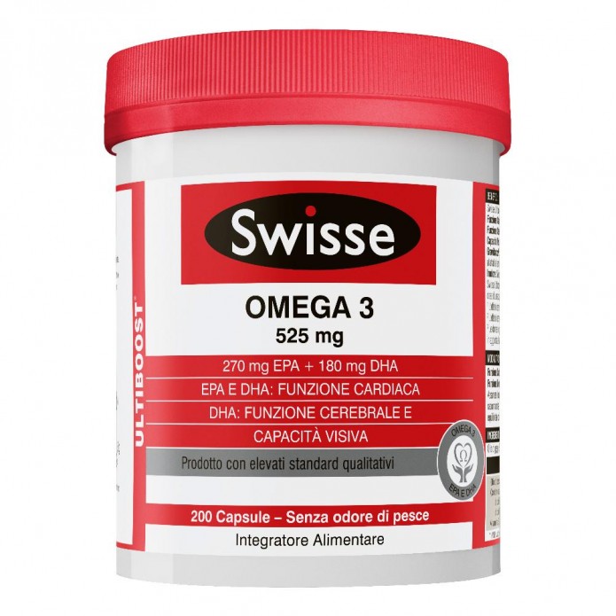 Swisse Omega3 200 Capsule a Base di Olio di Pesce Concentrato Per il controllo del Colesterolo ed i Trigliceridi