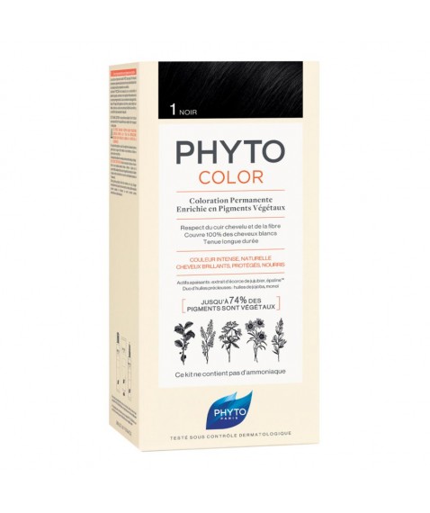 Phytocolor 1 Colore Nero Colorazione Permanente per Capelli 1 Kit - Non contiene ammoniaca e siliconi