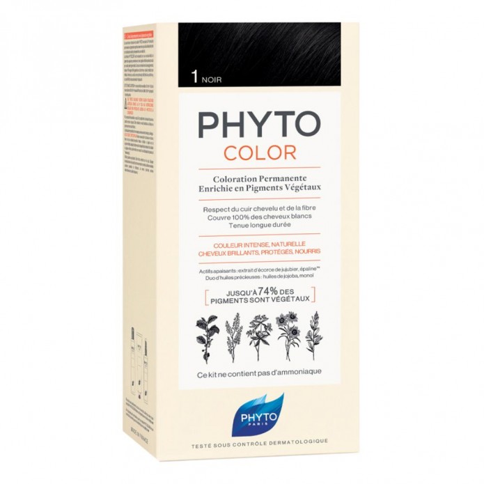 Phytocolor 1 Colore Nero Colorazione Permanente per Capelli 1 Kit - Non contiene ammoniaca e siliconi