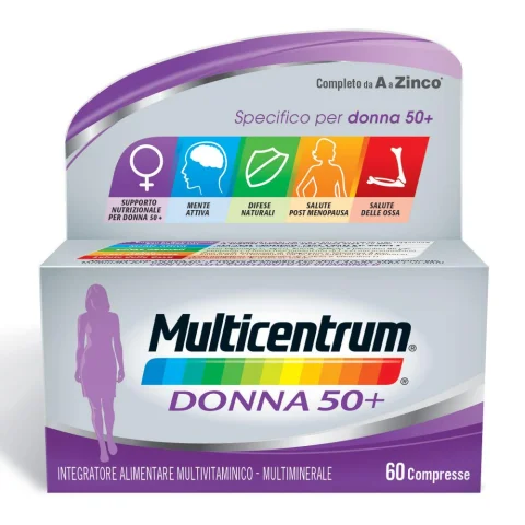 Multicentrum Donna 50+ 60 compresse Integratore di vitamine e sali minerali