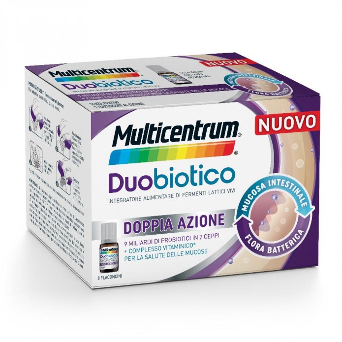 Multicentrum Duobiotico 8 Flaconcini - Integratore alimentare di fermenti lattici vivi
