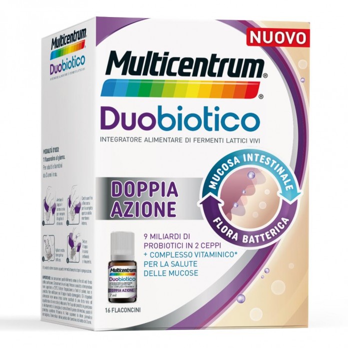 Multicentrum Duobiotico 16 Flaconcini - Integratore alimentare di fermanti lattici vivi