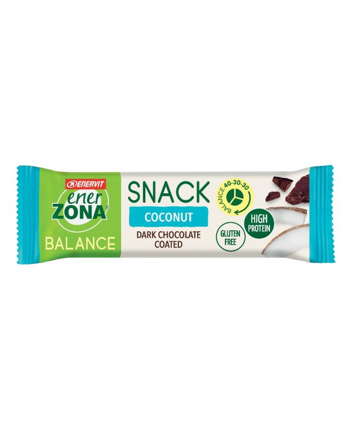 EnerZona Snack Balance Coconut barretta con scaglie di cocco, ricoperta di cioccolato fondente 33 Gr