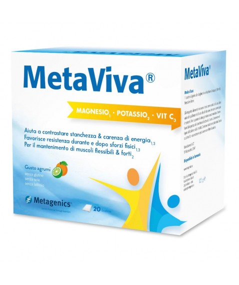 MetaViva MG/K/Vit C 20 bustine Integratore contro stanchezza e carenza di energia