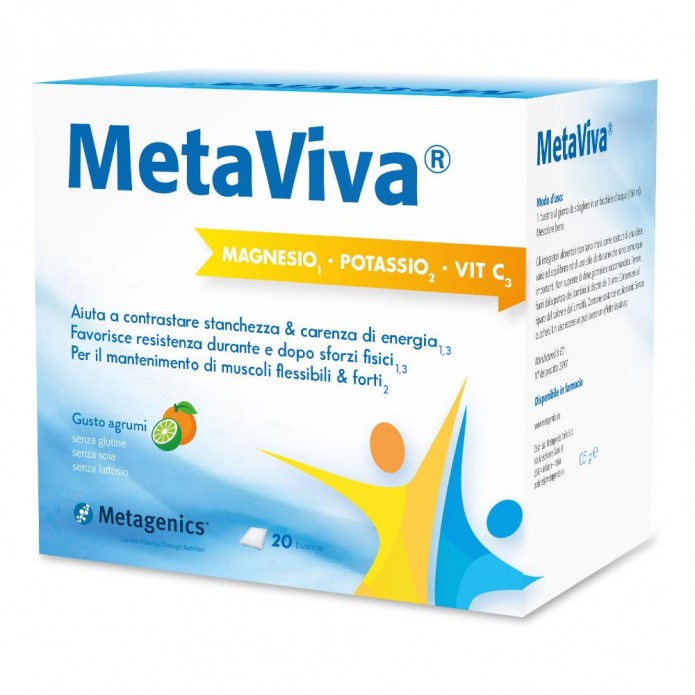MetaViva MG/K/Vit C 20 bustine Integratore contro stanchezza e carenza di energia