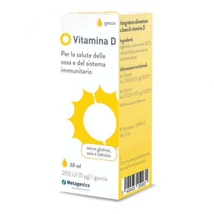 Vitamina D Liquido per la Saluta delle Ossa e del Sistema Immunitario 30 ml 