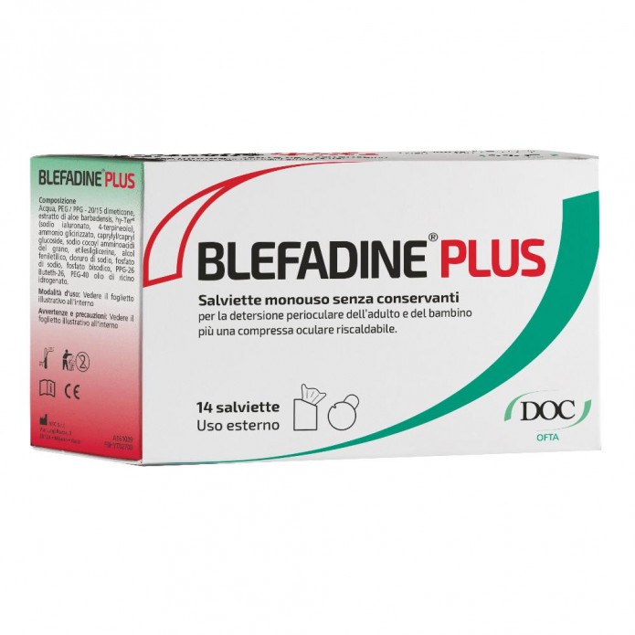 Blefadine plus 14 salviette + 1 compressa - Trattamento per la detersione delle palpebre in presenza di patologie oculari