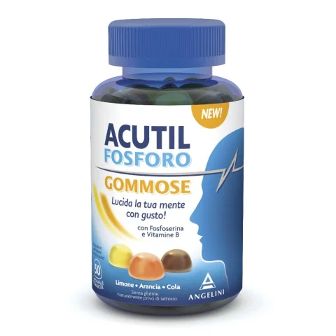 Acutil Fosforo Gommose Gusto Limone Arancia Cola 50 Caramelle - Integratore alimentare per l'energia e l'apprendimento