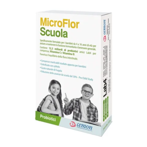 MicroFlor Scuola 30 Compresse Masticabili - Per la Funzione Immunitaria ed il Benessere MicroFlor Scuola 30 Compresse Masticabili - Per la Funzione Immunitaria ed il Benessere