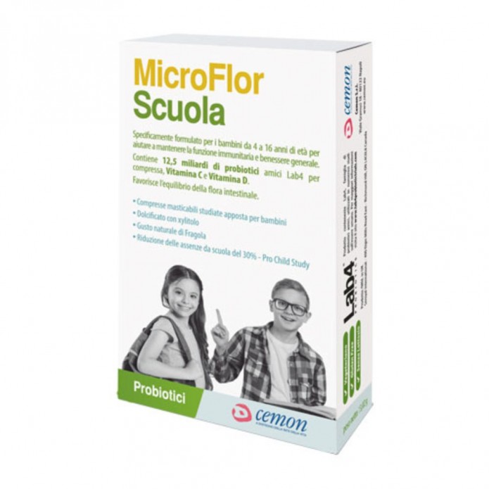 MicroFlor Scuola 30 Compresse Masticabili - Per la Funzione Immunitaria ed il Benessere 